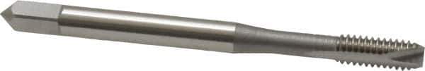 OSG - #8-32 UNC, 2 Flute, Bright Finish, High Speed Steel Spiral Point Tap - Bottoming Chamfer, Right Hand Thread, 2-1/8" OAL, 3/4" Thread Length, 0.168" Shank Diam, 3B Class of Fit, Series 105B - Exact Industrial Supply