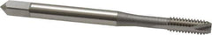 OSG - #8-32 UNC, 2 Flute, Bright Finish, High Speed Steel Spiral Point Tap - Bottoming Chamfer, Right Hand Thread, 2-1/8" OAL, 3/4" Thread Length, 0.168" Shank Diam, 3B Class of Fit, Series 105B - Exact Industrial Supply