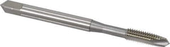 OSG - #10-32 UNF, 2 Flute, Bright Finish, High Speed Steel Spiral Point Tap - Plug Chamfer, Right Hand Thread, 2-3/8" OAL, 7/8" Thread Length, 0.194" Shank Diam, 3B Class of Fit, Series 105 - Exact Industrial Supply