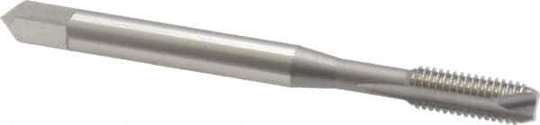 OSG - #10-32 UNF, 2 Flute, Bright Finish, High Speed Steel Spiral Point Tap - Bottoming Chamfer, Right Hand Thread, 2-3/8" OAL, 7/8" Thread Length, 0.194" Shank Diam, 3B Class of Fit, Series 105B - Exact Industrial Supply