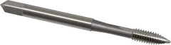 OSG - #8-32 UNC, 2 Flute, Bright Finish, High Speed Steel Spiral Point Tap - Plug Chamfer, Right Hand Thread, 2-1/8" OAL, 3/4" Thread Length, 0.168" Shank Diam, 2B Class of Fit, Series 105 - Exact Industrial Supply