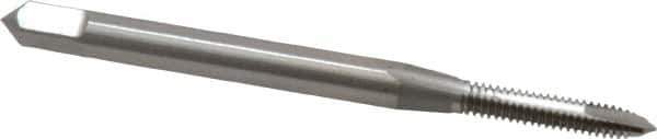 OSG - #3-48 UNC, 2 Flute, Bright Finish, High Speed Steel Spiral Point Tap - Plug Chamfer, Right Hand Thread, 1-13/16" OAL, 1/2" Thread Length, 0.141" Shank Diam, Series 105 - Exact Industrial Supply