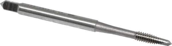 OSG - #5-40 UNC, 2 Flute, Bright Finish, High Speed Steel Spiral Point Tap - Plug Chamfer, Right Hand Thread, 1-15/16" OAL, 5/8" Thread Length, 0.141" Shank Diam, Series 105 - Exact Industrial Supply