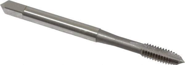 OSG - #8-32 UNC, 2 Flute, Bright Finish, High Speed Steel Spiral Point Tap - Plug Chamfer, Right Hand Thread, 2-1/8" OAL, 3/4" Thread Length, 0.168" Shank Diam, Series 105 - Exact Industrial Supply