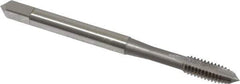 OSG - #8-32 UNC, 2 Flute, Bright Finish, High Speed Steel Spiral Point Tap - Plug Chamfer, Right Hand Thread, 2-1/8" OAL, 3/4" Thread Length, 0.168" Shank Diam, Series 105 - Exact Industrial Supply