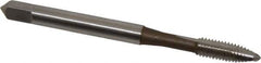 OSG - #10-32 UNF, 2 Flute, Bright Finish, High Speed Steel Spiral Point Tap - Plug Chamfer, Right Hand Thread, 2-3/8" OAL, 7/8" Thread Length, 0.194" Shank Diam, Series 105 - Exact Industrial Supply
