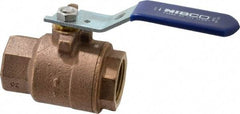NIBCO - 1" Pipe, Full Port, Bronze Standard Ball Valve - 2 Piece, Inline - One Way Flow, FNPT x FNPT Ends, Lever Handle, 600 WOG, 150 WSP - Industrial Tool & Supply