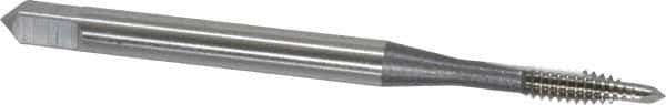 OSG - #4-40 UNC, 2 Flute, Bright Finish, High Speed Steel Spiral Point Tap - Plug Chamfer, Right Hand Thread, 1-7/8" OAL, 9/16" Thread Length, 0.141" Shank Diam, Series 105 - Exact Industrial Supply