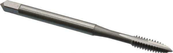 OSG - #6-32 UNC, 2 Flute, Bright Finish, High Speed Steel Spiral Point Tap - Plug Chamfer, Right Hand Thread, 2" OAL, 11/16" Thread Length, 0.141" Shank Diam, Series 105 - Exact Industrial Supply