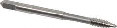 OSG - #8-32 UNC, 2 Flute, Bright Finish, High Speed Steel Spiral Point Tap - Plug Chamfer, Right Hand Thread, 2-1/8" OAL, 3/4" Thread Length, 0.168" Shank Diam, Series 105 - Exact Industrial Supply