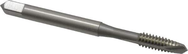 OSG - #10-24 UNC, 2 Flute, Bright Finish, High Speed Steel Spiral Point Tap - Plug Chamfer, Right Hand Thread, 2-3/8" OAL, 7/8" Thread Length, 0.194" Shank Diam, Series 105 - Exact Industrial Supply