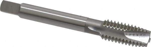 OSG - 7/16-14 UNC, 3 Flute, Bright Finish, High Speed Steel Spiral Point Tap - Plug Chamfer, Right Hand Thread, 3-5/32" OAL, 1-7/16" Thread Length, 0.323" Shank Diam, Series 105 - Exact Industrial Supply
