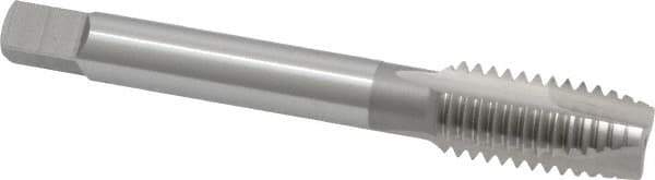 OSG - 1/2-13 UNC, 3 Flute, Bright Finish, High Speed Steel Spiral Point Tap - Plug Chamfer, Right Hand Thread, 3-3/8" OAL, 1-21/32" Thread Length, 0.367" Shank Diam, Series 105 - Exact Industrial Supply