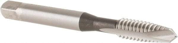 OSG - 1/4-20 UNC, 2 Flute, Bright Finish, High Speed Steel Spiral Point Tap - Plug Chamfer, Right Hand Thread, 2-1/2" OAL, 1" Thread Length, 0.255" Shank Diam, 3B Class of Fit, Series 105 - Exact Industrial Supply