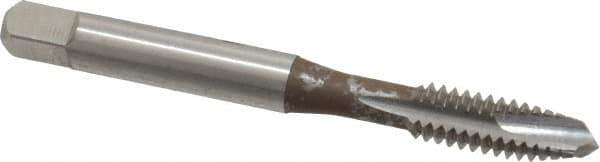 OSG - 1/4-20 UNC, 3 Flute, Bright Finish, High Speed Steel Spiral Point Tap - Plug Chamfer, Right Hand Thread, 2-1/2" OAL, 1" Thread Length, 0.255" Shank Diam, 3B Class of Fit, Series 105 - Exact Industrial Supply