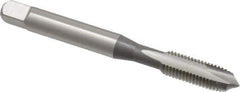 OSG - 1/4-28 UNF, 2 Flute, Bright Finish, High Speed Steel Spiral Point Tap - Plug Chamfer, Right Hand Thread, 2-1/2" OAL, 1" Thread Length, 0.255" Shank Diam, 3B Class of Fit, Series 105 - Exact Industrial Supply