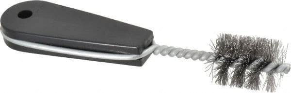 Value Collection - 1-1/4" Long x 1" Diam Steel Hand Pipe Brush - Single Spiral, 160mm OAL, 0.25" Wire Diam, 0.213" Shank Diam - Industrial Tool & Supply