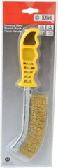 Made in USA - 1" Trim Length Brass Scratch Brass Brush - 5-1/2" Brush Length, 10" OAL, 1" Trim Length, Plastic Ergonomic Handle - Industrial Tool & Supply