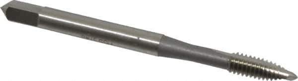 OSG - #8-32 UNC, 2 Flute, Bright Finish, High Speed Steel Spiral Point Tap - Plug Chamfer, Right Hand Thread, 2-1/8" OAL, 3/4" Thread Length, 0.168" Shank Diam - Exact Industrial Supply
