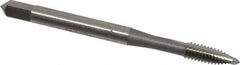 OSG - #8-32 UNC, 2 Flute, Bright Finish, High Speed Steel Spiral Point Tap - Plug Chamfer, Right Hand Thread, 2-1/8" OAL, 3/4" Thread Length, 0.168" Shank Diam - Exact Industrial Supply