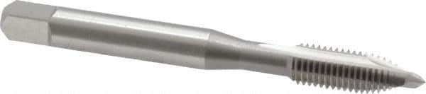 OSG - 1/4-28 UNF, 2 Flute, Bright Finish, High Speed Steel Spiral Point Tap - Plug Chamfer, Right Hand Thread, 2-1/2" OAL, 1" Thread Length, 0.255" Shank Diam - Exact Industrial Supply