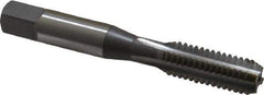 OSG - 3/8-16 UNC 4 Flute Bright Finish High Speed Steel Straight Flute Standard Hand Tap - Bottoming, Right Hand Thread, 2-15/16" OAL, 1-1/4" Thread Length, H11 Limit, 0.005" Oversize - Exact Industrial Supply