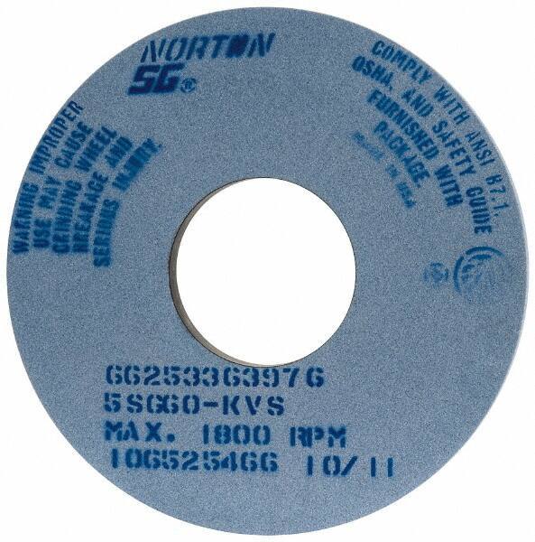 Norton - 14" Diam x 5" Hole x 1" Thick, K Hardness, 60 Grit Surface Grinding Wheel - Ceramic, Type 1, Medium Grade, 1,800 Max RPM, Vitrified Bond, No Recess - Industrial Tool & Supply