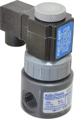 Plast-O-Matic - Direct Acting, PVC Solenoid Valve - Normally Closed, Viton Seal - Industrial Tool & Supply