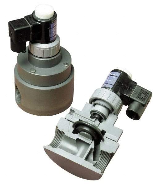 Plast-O-Matic - 3/4" Port, Pilot Operated, PVC Solenoid Valve - Normally Closed, Viton Seal - Industrial Tool & Supply