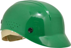 North - 4-Point Suspension, High Density Polyethylene Bump Cap - Pinlock, Vented, Dark Green - Industrial Tool & Supply