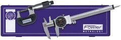 Fowler - 3 Piece, Machinist Caliper and Micrometer Tool Kit - 0 to 6 Inch Caliper, 0 to 1 Inch Micrometer, 0.0001 Inch Graduation - Industrial Tool & Supply