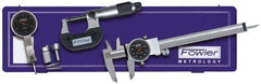 Fowler - 9 Piece, 0" to 0.03" Measuring Range, 0-100 Dial Reading, Black Dial Test Indicator Kit - 0.0005" Dial Graduation - Industrial Tool & Supply