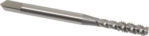 OSG - #8-32 UNC 3 Flute 3B Bottoming Spiral Flute Tap - High Speed Steel, Bright Finish, 2-1/8" OAL, Right Hand Flute, Right Hand Thread, H2, Series 106/107 - Exact Industrial Supply