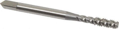 OSG - #8-32 UNC 3 Flute 3B Bottoming Spiral Flute Tap - High Speed Steel, Bright Finish, 2-1/8" OAL, Right Hand Flute, Right Hand Thread, H2, Series 106/107 - Exact Industrial Supply