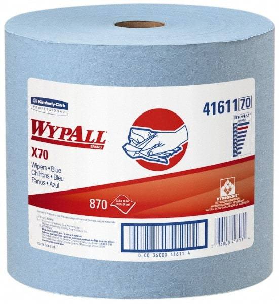 WypAll - X70 Dry Shop Towel/Industrial Wipes - Jumbo Roll, 13-3/8" x 12-1/2" Sheet Size, Blue - Industrial Tool & Supply