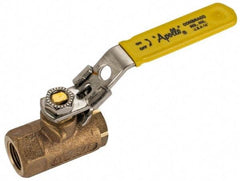 Apollo - 3/8" Pipe, Standard Port, Bronze Standard Ball Valve - 2 Piece, NPT Ends, Locking Lever Handle, 600 WOG, 150 WSP - Industrial Tool & Supply