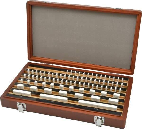 Mitutoyo - 81 Piece, 0.05 to 4", Grade 0, Ceramic Gage Block Set - Rectangular, 10µ (3"), 12µ (4"), 5µ (0.05-0.4"), 6µ (0.45-1"), 8µ (2") Tolerance - Industrial Tool & Supply