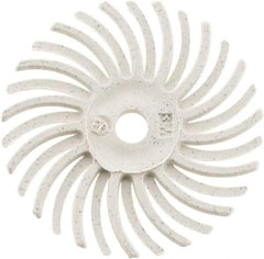 3M - 1" Diam, 1/16" Max Face Width, Shank Radial Bristle Brush - 120 Grit, Fine Grade, 35,000 Max RPM, White - Industrial Tool & Supply