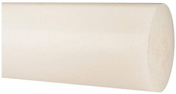 Made in USA - 3' Long, 4" Diam, Polypropylene Plastic Rod - Natural (Color) - Industrial Tool & Supply