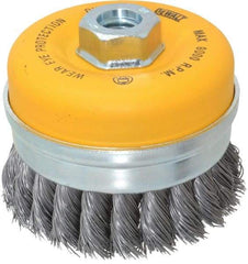 DeWALT - 4" Diam, 5/8-11 Threaded Arbor, Steel Fill Cup Brush - 0.023 Wire Diam, 9,000 Max RPM - Industrial Tool & Supply