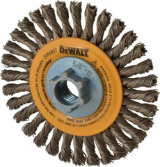 DeWALT - 4" OD, 5/8-11 Arbor Hole, Knotted Stainless Steel Wheel Brush - 0.02" Filament Diam, 20,000 RPM - Industrial Tool & Supply