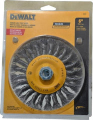 DeWALT - 6" OD, 5/8" Arbor Hole, Knotted Steel Wheel Brush - 0.025" Filament Diam, 12,500 RPM - Industrial Tool & Supply