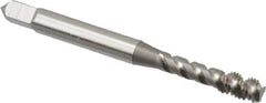 OSG - #8-32 UNC, 3 Flute, 50° Helix, Bottoming Chamfer, Bright Finish, High Speed Steel Spiral Flute STI Tap - Right Hand Flute, 2-1/8" OAL, 0.22" Shank Diam, 3/4" Thread Length - Exact Industrial Supply