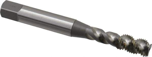 OSG - 1/4-28 UNF, 3 Flute, 50° Helix, Bottoming Chamfer, Bright Finish, High Speed Steel Spiral Flute STI Tap - Right Hand Flute, 2-1/2" OAL, 0.318" Shank Diam, 1" Thread Length - Exact Industrial Supply