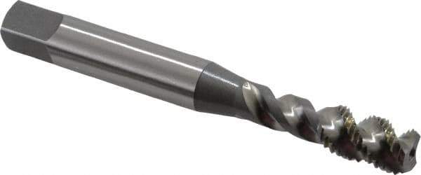 OSG - 1/4-28 UNF, 3 Flute, 50° Helix, Bottoming Chamfer, Bright Finish, High Speed Steel Spiral Flute STI Tap - Right Hand Flute, 2-1/2" OAL, 0.318" Shank Diam, 1" Thread Length - Exact Industrial Supply