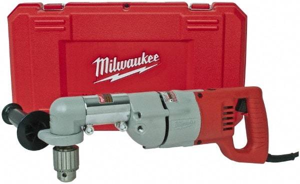 Milwaukee Tool - 1/2" Keyed Chuck, 600 RPM, D-Handle Electric Drill - 7 Amps, 120 Volts, Reversible, Includes 3/16" Socket Wrench, 9/16" Open End Wrench, RAD Assembly, Side Handle - Industrial Tool & Supply