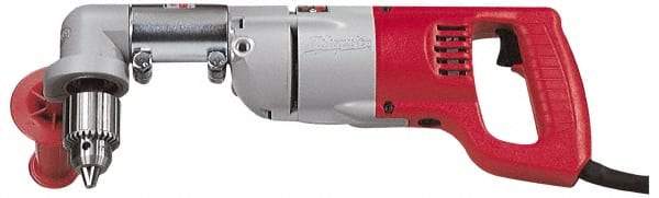 Milwaukee Tool - 1/2" Keyed Chuck, 500 RPM, D-Handle Electric Drill - 7 Amps, 120 Volts, Reversible, Includes 3/16" Socket Wrench, 9/16" Open End Wrench, RAD Assembly, Side Handle - Industrial Tool & Supply