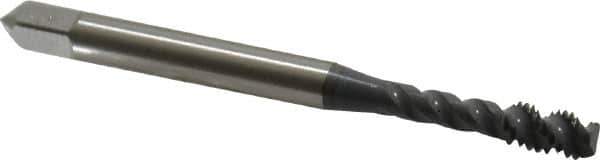 OSG - #6-32 UNC, 3 Flute, 50° Helix, Bottoming Chamfer, elektraLUBE Finish, High Speed Steel Spiral Flute STI Tap - 2" OAL, 11/16" Thread Length - Exact Industrial Supply