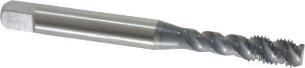 OSG - #10-32 UNF, 3 Flute, 50° Helix, Bottoming Chamfer, elektraLUBE Finish, High Speed Steel Spiral Flute STI Tap - 2-3/8" OAL, 7/8" Thread Length - Exact Industrial Supply