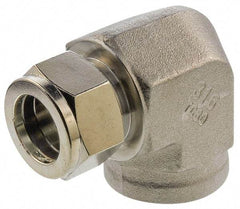 Parker - 3/8" OD, Stainless Steel Female Elbow - -425 to 1,200°F, 7/8" Hex, Comp x FNPT Ends - Industrial Tool & Supply